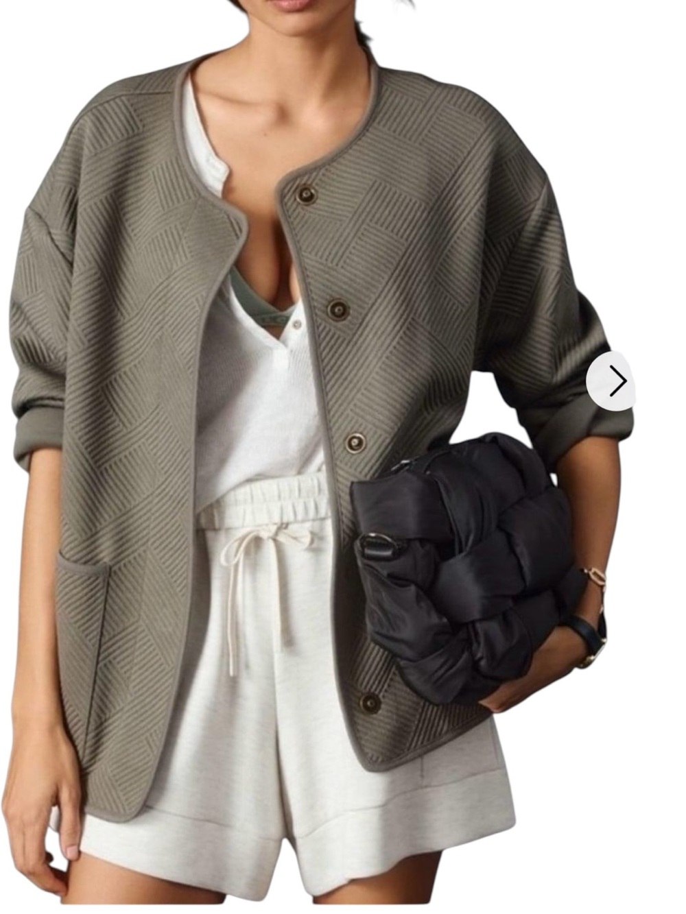 Anthropologie Sanctuary Quilted Textured Jacket in Olive Green Size Small NWOT